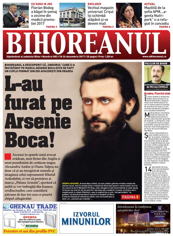 Facsimil Bihoreanul articol Arsenie Boca