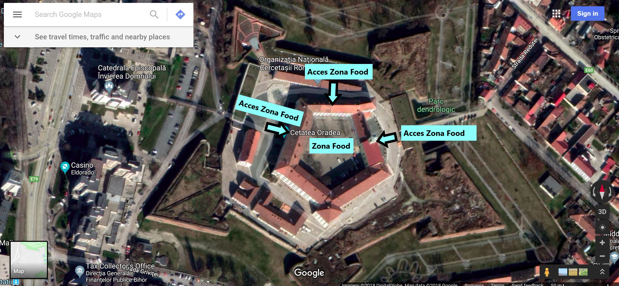 Acces zona de food în Cetate