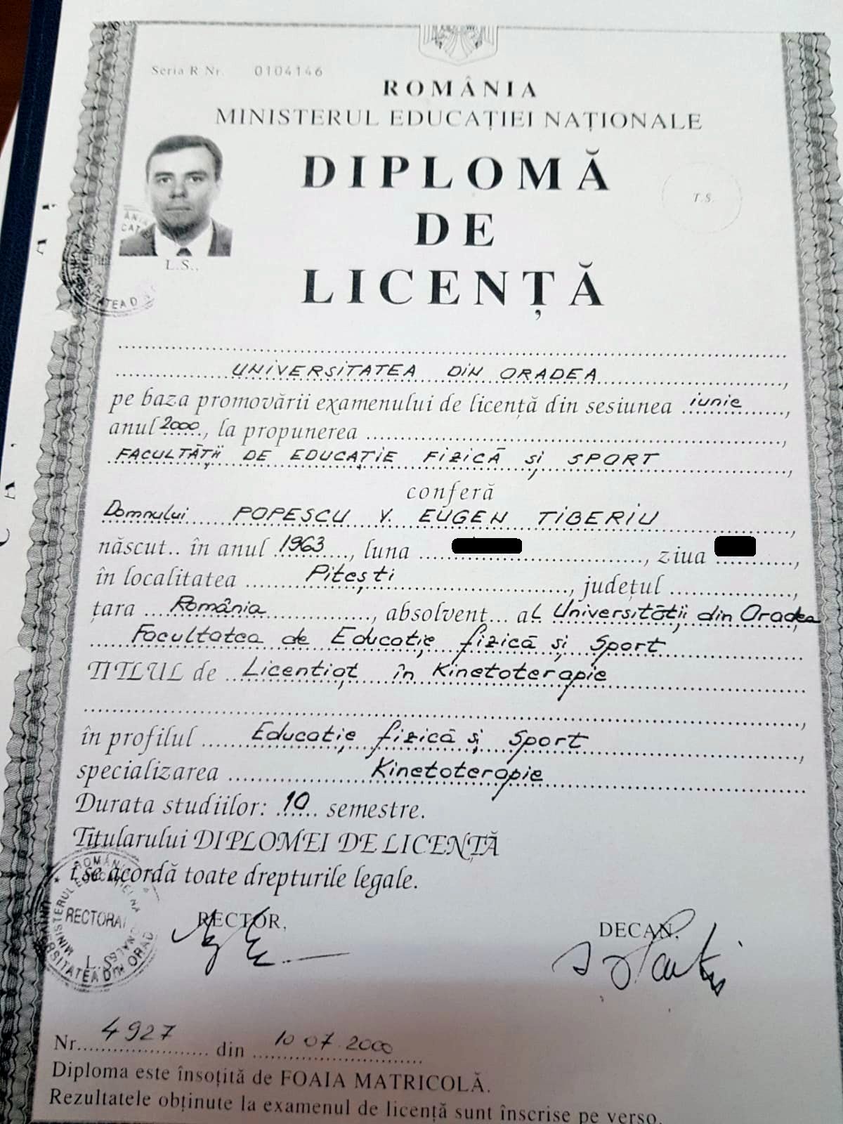 Diploma Eugen Popescu