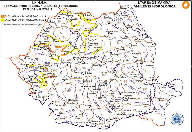 Hartă inundaţii Bihor