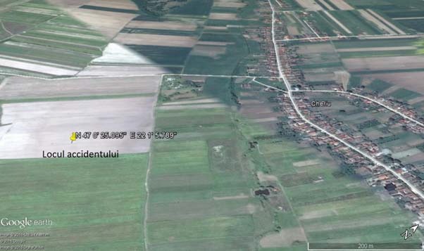 locul prăbușirii avionului Cessna 150M